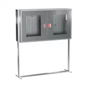 Щит пожарный со стойкой из нержавеющей стали (2 двери оргстекло) 