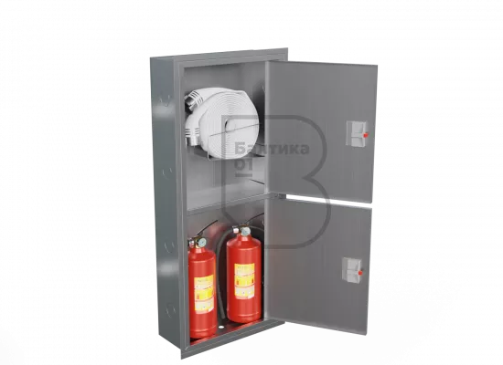 Шкафы пожарные для крана, рукава и двух огнетушителей (ШПК-320) из нержавеющей стали